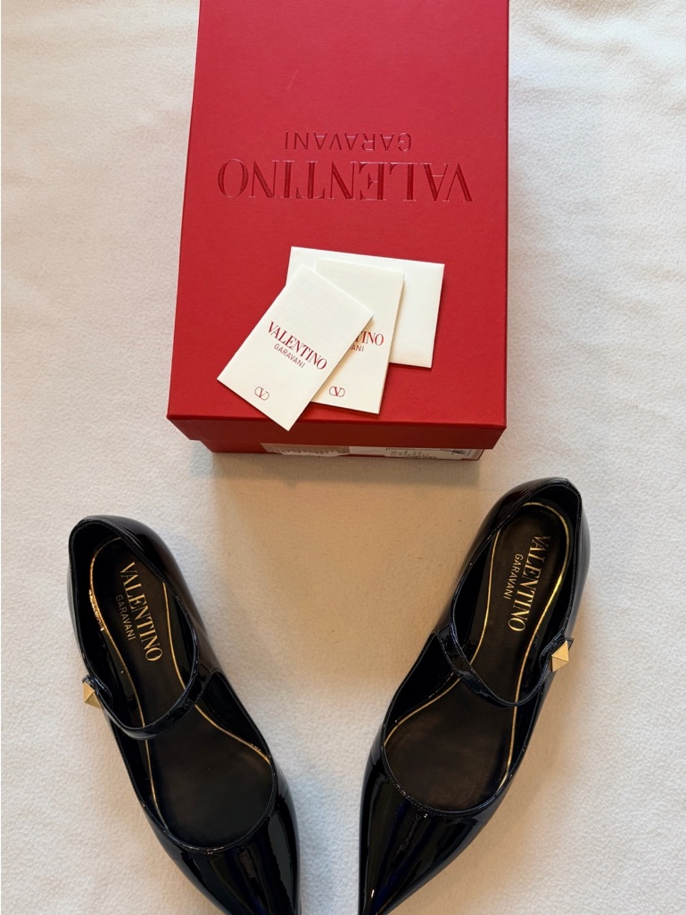 Saks Fifth Avenue Black Patent Leather Pointed Mary Jane Flats